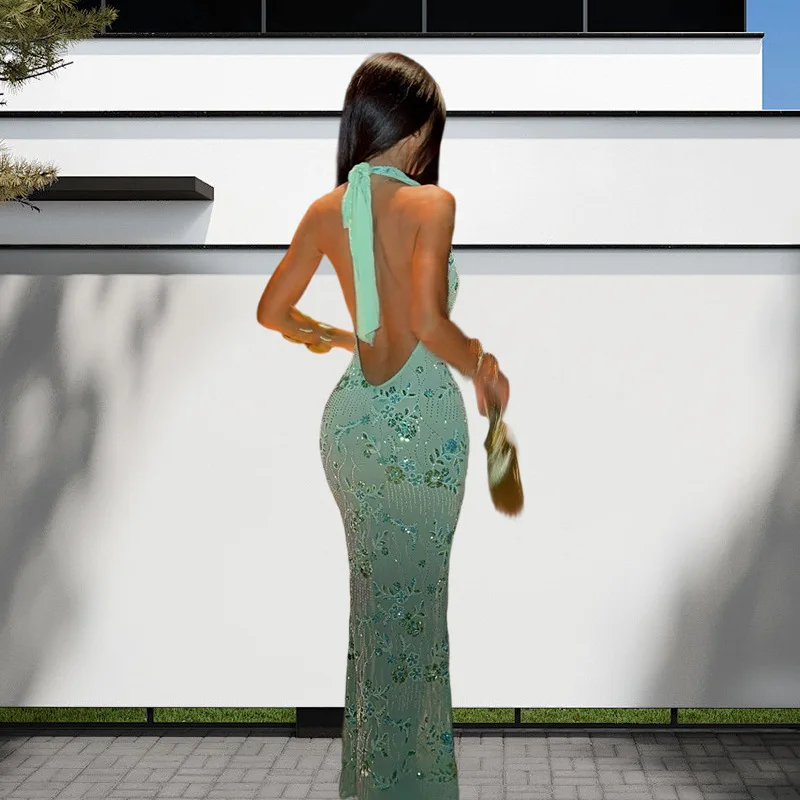 Avrilyaan Beaded Deep V Party Sexy Dresses Backless Bandage Bodycon Elegant Evening Long Dress Women 2024 Summer Dress Vestidos