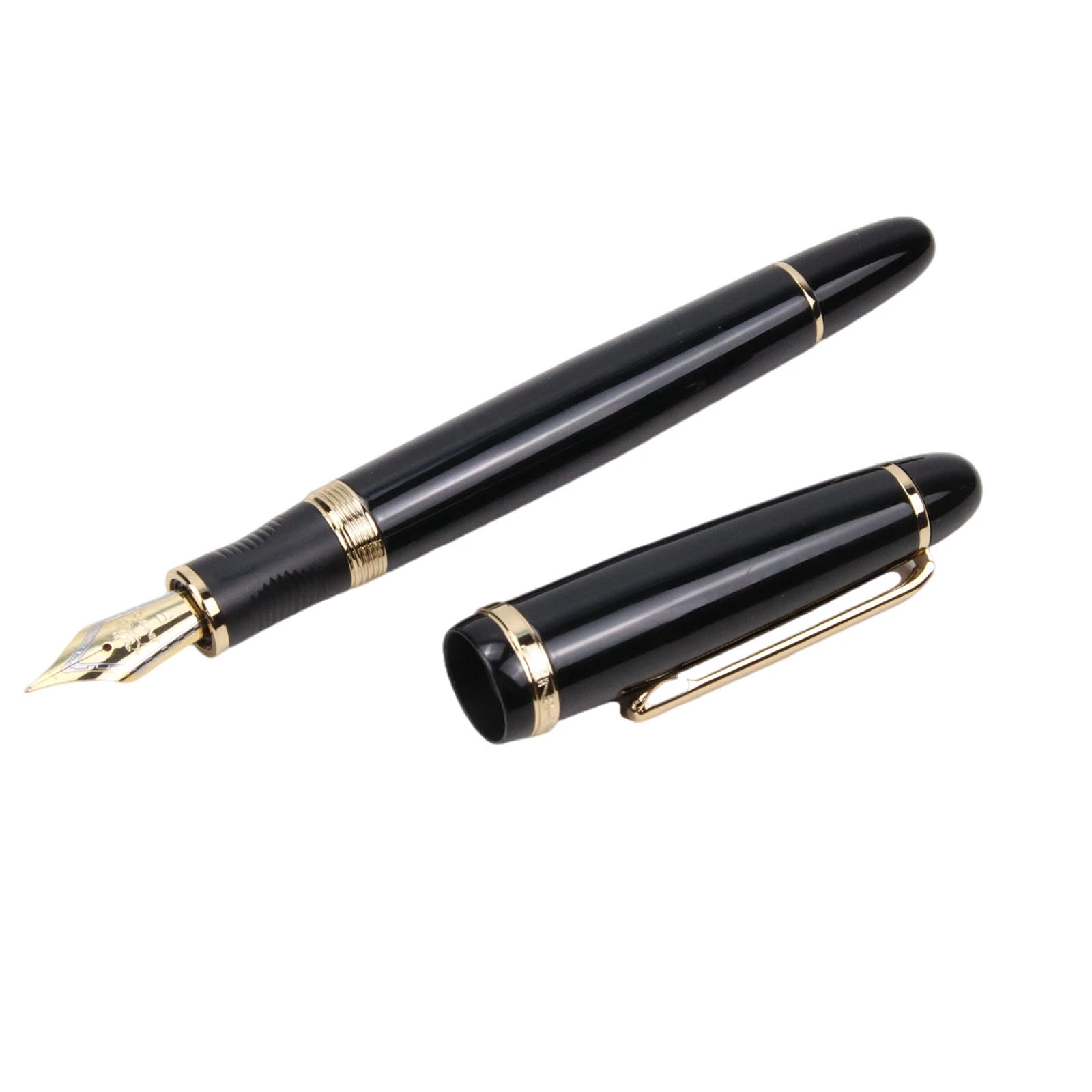 NewJinhaoX850metalFountainPenblackgoldEFFiridiumNibSchool