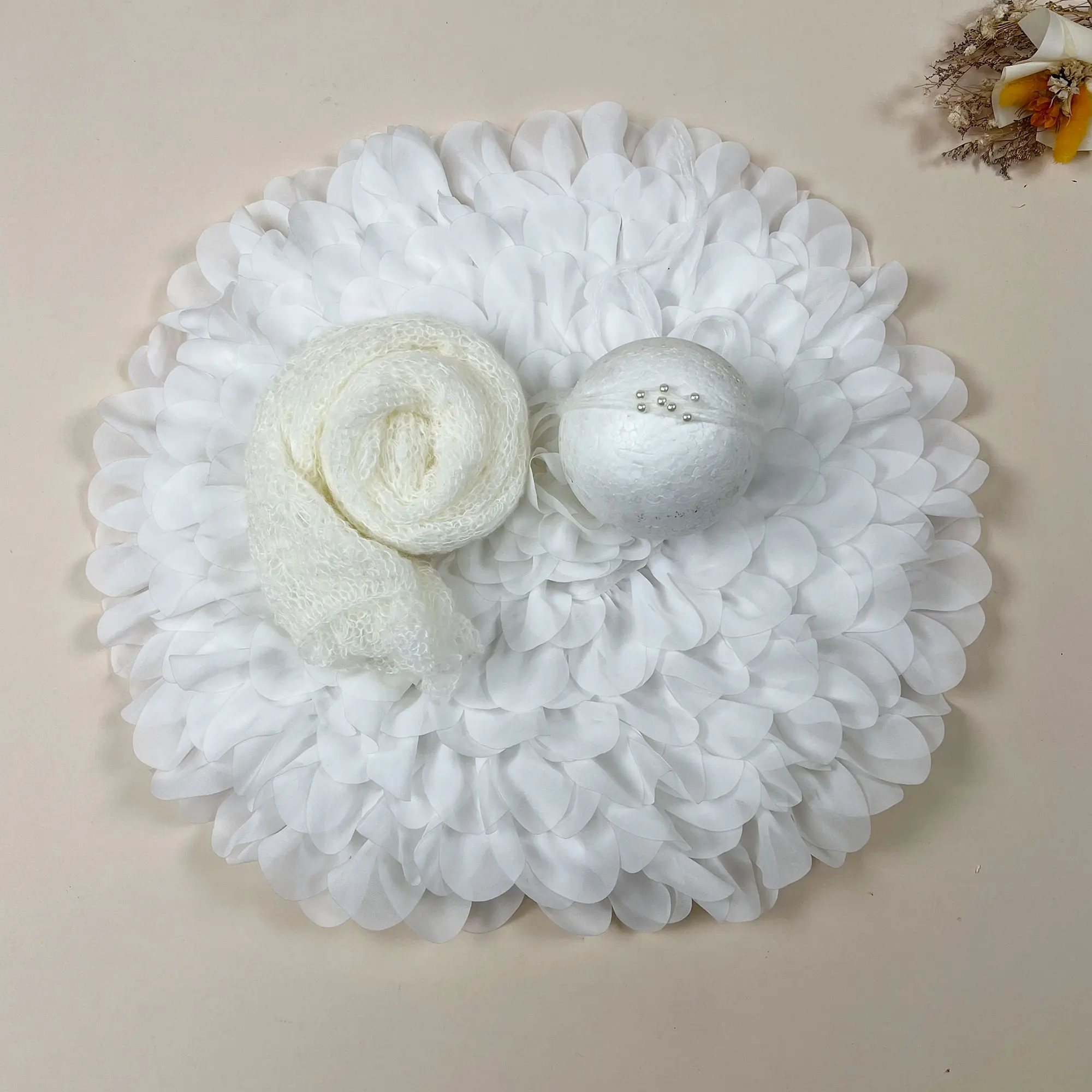 Don&Judy Newborn Photography Basket Props Infant Baby Backdrop Blanket Wrap Set Stuffer Filler Soft Round Blanket Photo Shoot photo shoot handcraft fluffy 100% wool felted round infant blankets basket soft filler for newborn baby photography accessories