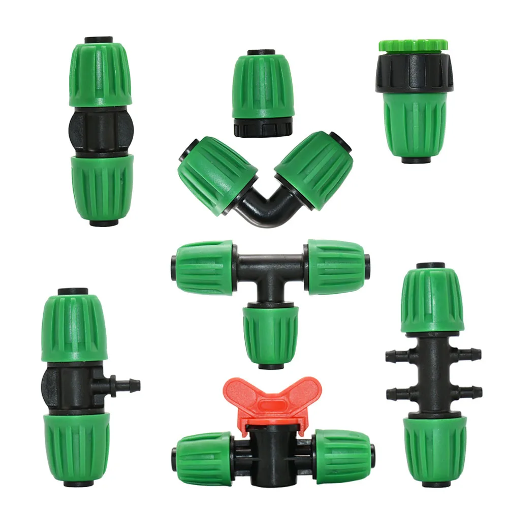 

1/2" 16mm PE Pipe Barb Connector Tee Elbow End Plug Fitting Lock nut 16mm to 4/7mm Reducing Coupling Splitter