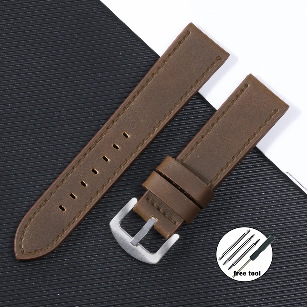 Elegant Leather Watch Band – Coffee Black Strap