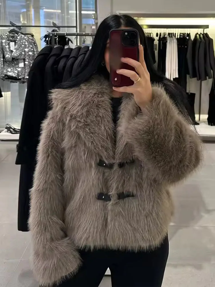 2025 Winter Jackets For Women Faux Fur Elegant Warm Woman Jacket Coat Long Sleeve Lapel Loose Plush Fluffy Thick New Outerwears