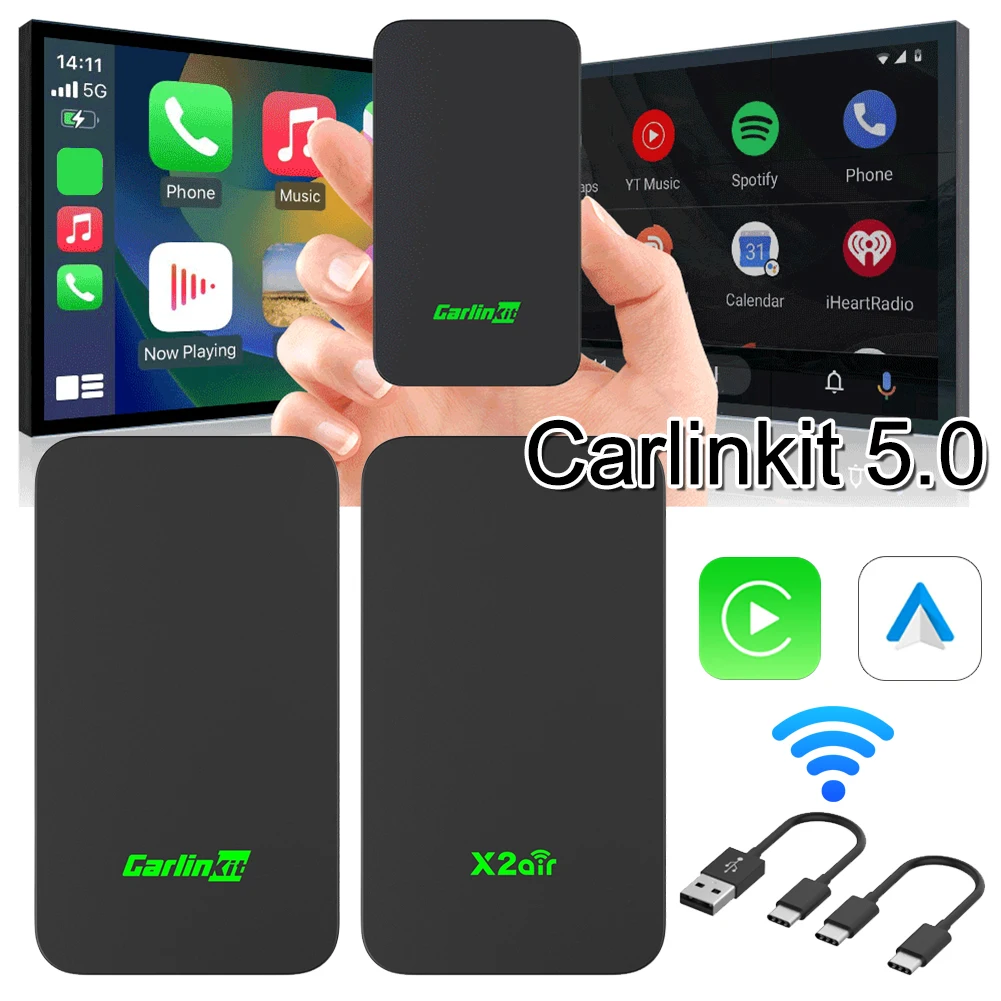

CarlinKit 5.0 2air CarPlay Android Auto Wireless Adapter Portable Dongle for OEM Car Radio with Wired CarPlay/Android Auto