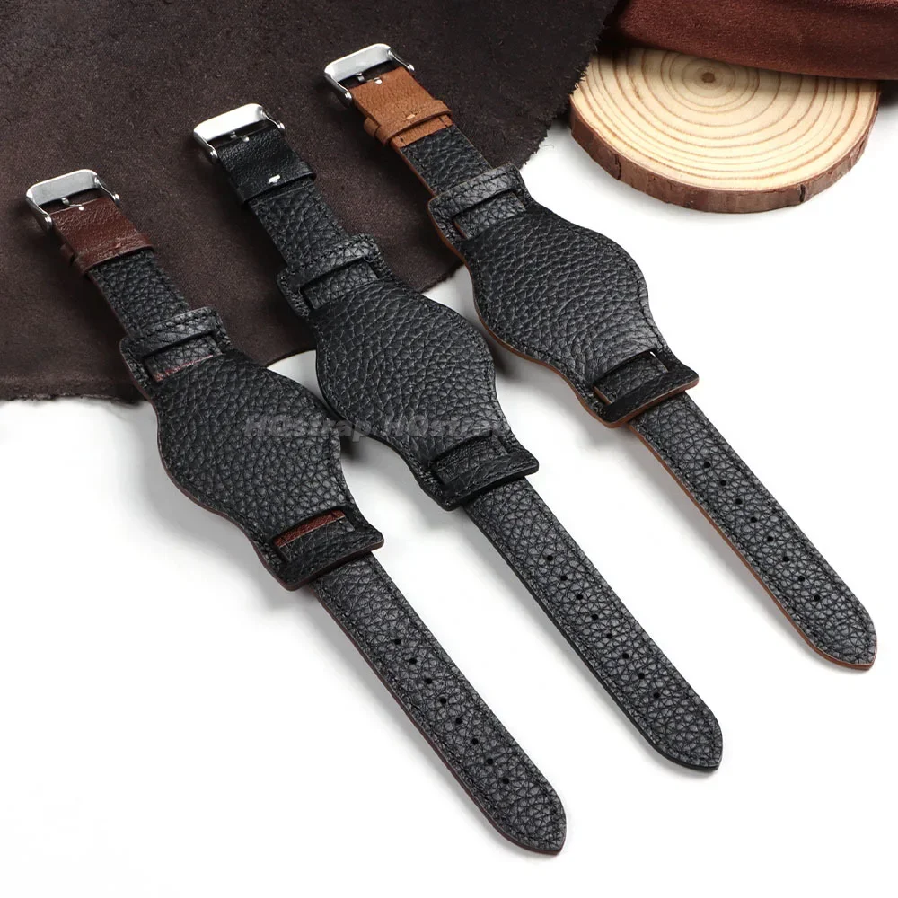 Vintage Genuine Leather Watch Band - Cowhide Bracelet Replacement Wristband