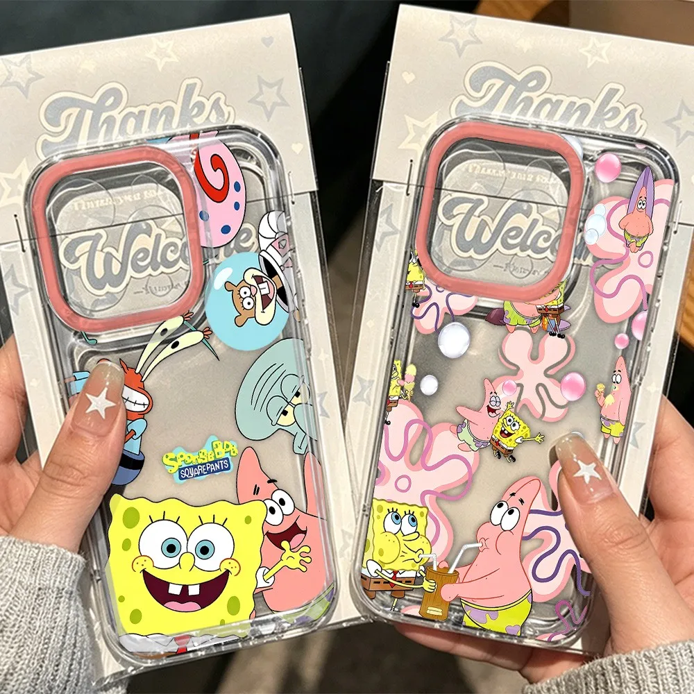 Cartoon S-SpongeBobs Clear TPU Phone Case - Fun & Durable Back Cover