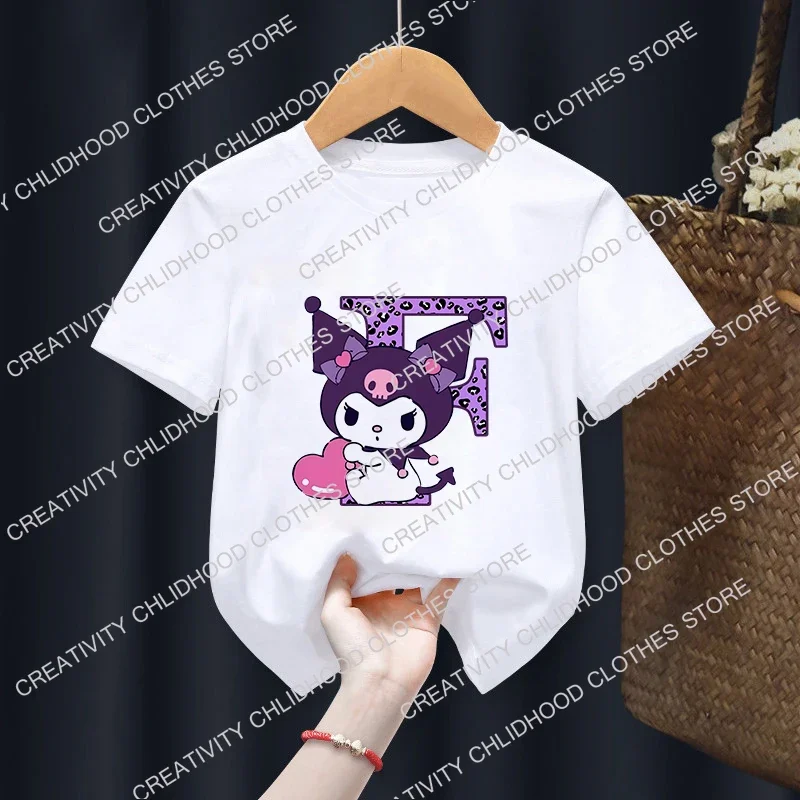 Kuromis Children T-Shirt Letter A B C D Cartoons Kid Tee Shirts Anime Kawaii Tops Casual Clothes Boy Girl Fashion Short Sleeve 4