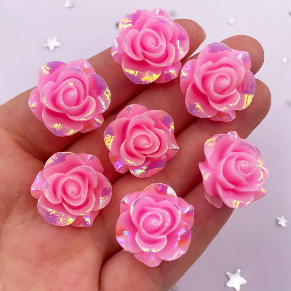 20mm AB 수지 로즈 Flatback 꽃 라인 석 보석 20Pcs 스크랩북 웨딩 장식품 아플리케 공예 DIY SL691