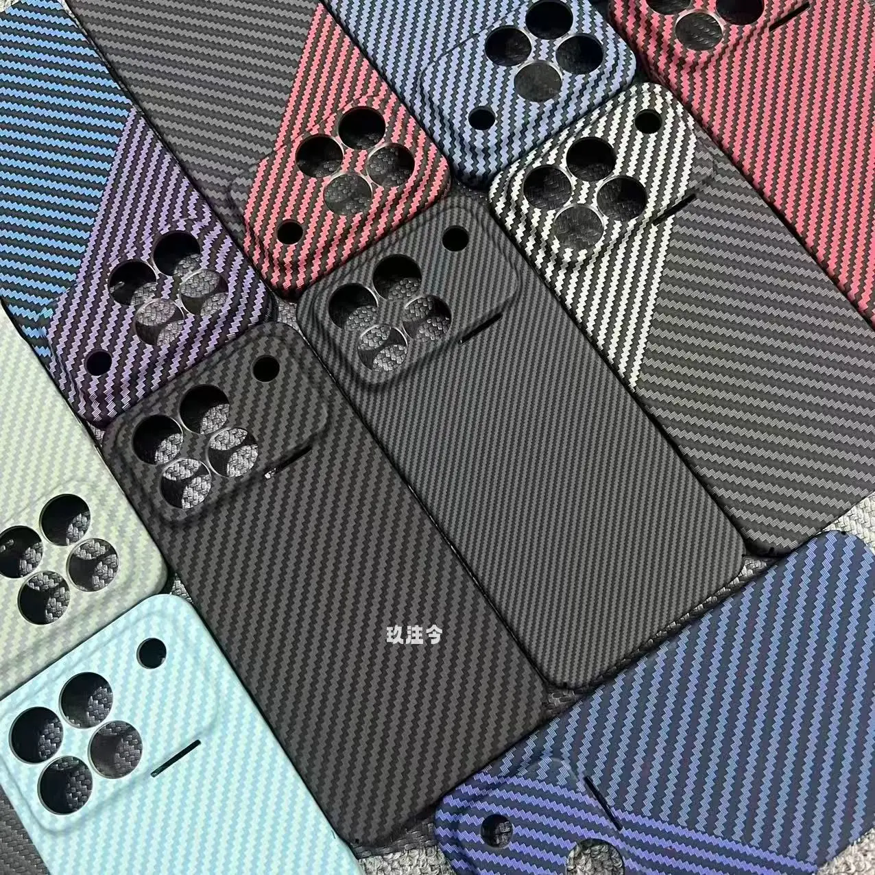 Luxury Kevlar Striped Shockproof Phone Case – Premium Hard Back Cover with Bumper Protection