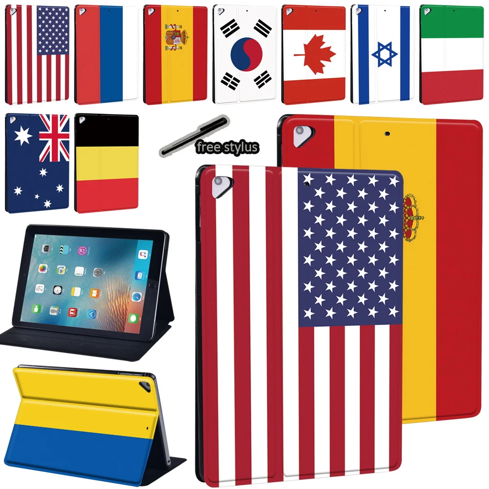 

Printed National Flag PU Leather Stand Tablet Cover Case For Apple IPad Air 1 /Air2 9.7"/Air 3 10.5" 2019 /Air 4 2020 10.9"