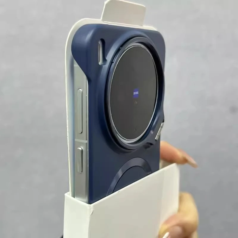 Sleek Solid Color Magnetic Phone Cover with Bracket - Shockproof Protective Shell Bumper