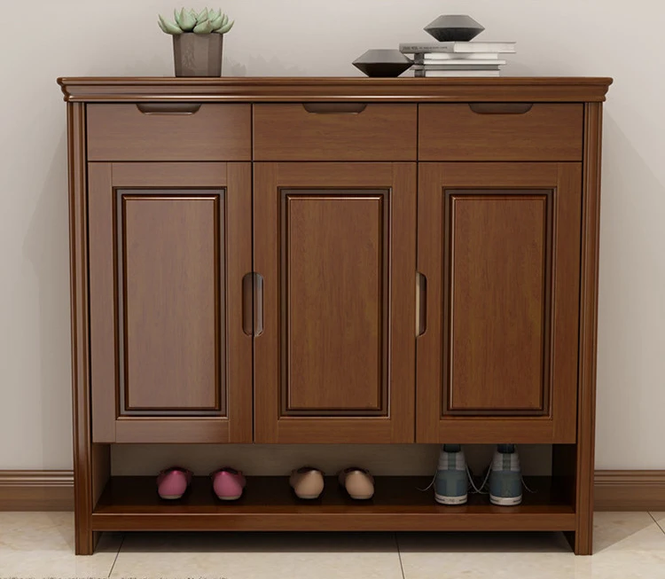 Tockholm Three Tier Shoe Cabinet-Veneered Oak Frame-Stunning Storage