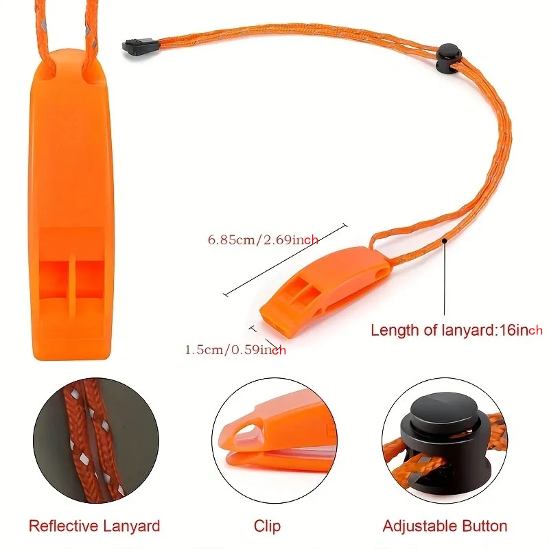 Survival Whistle Outdoor First Aid Dual Frequency Arc Treble Whistle 6pcs