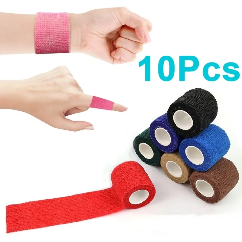 Self Adhesive Bandage Sports Tape Elastic Bandage Self Adhesive Tape 10 Rolls Athletic Wrap Tape Self Adhesive Elastic Bandage Elastoplast Sports Protector Knee Finger Shoulder Tattoo Accessories