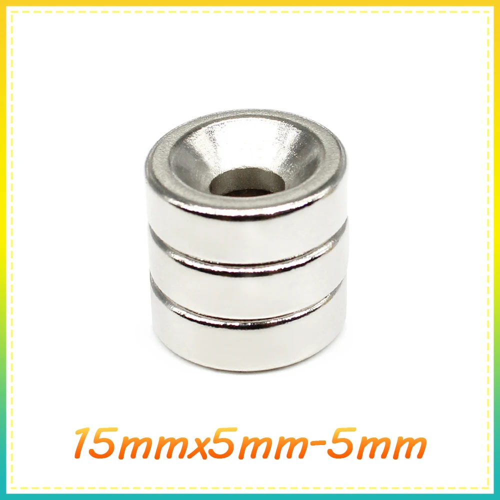 5/10/15/20/30/50PCS 15×5-4 Disc Search Magnet 15*5 mm Hole 5 mm Round Countersunk Permanent Neodymium Magnet 15×5-4mm N35 15*5-5