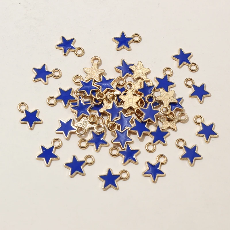 6x8mm Enamel Small Stars Charms Pendant 100pcs 9-colors Zinc Alloy for Jewelry Making
