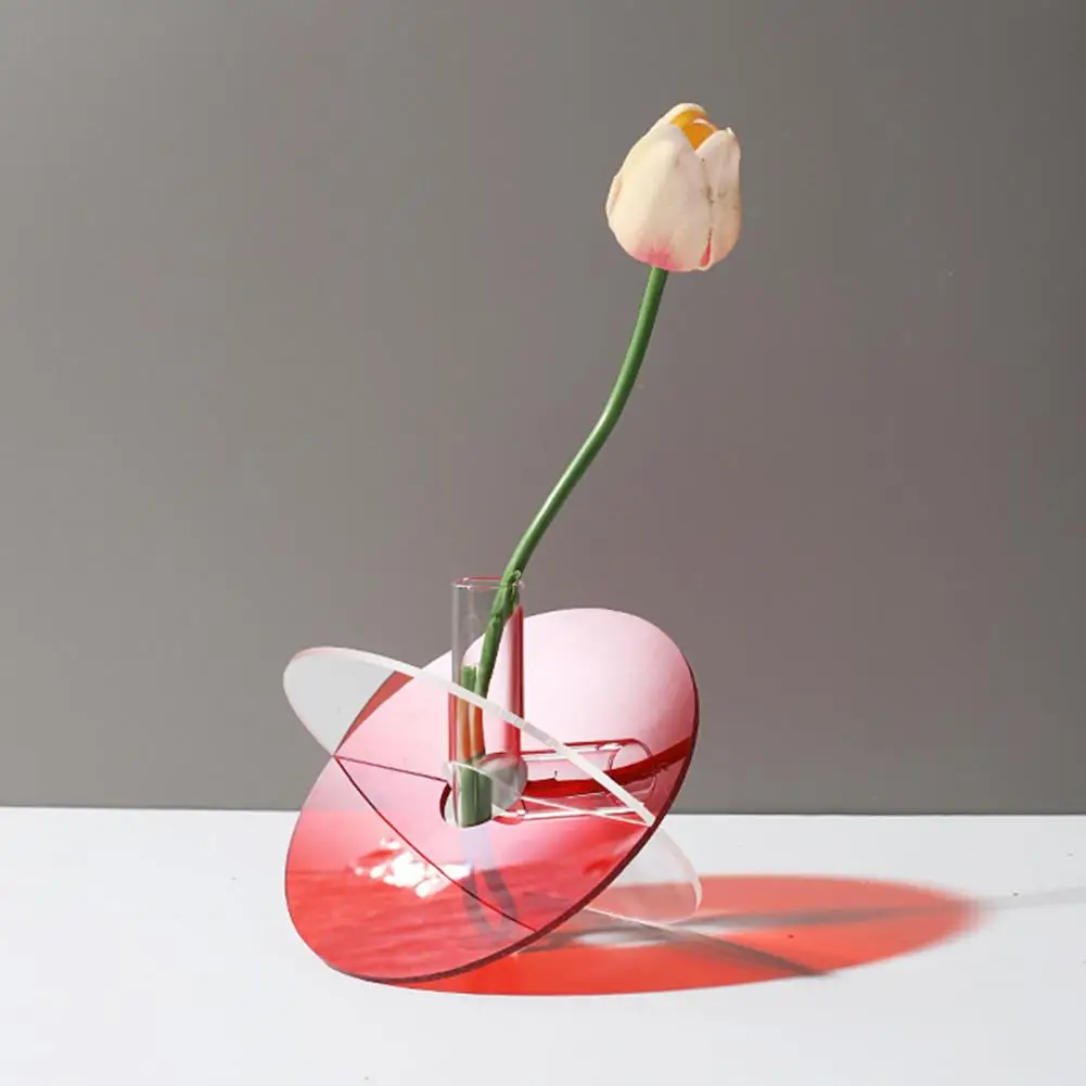 1Pc Flower Vase Elegant Durable Unique Design Vase Ornament Acrylic Shatterproof Vase for Weddings Home Office Decorations 3