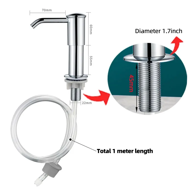 Sink Soap Dispenser With Extension Tube Extended Design Spill Prevention Large Flow Kitchen Hand Press Dispenser Soap