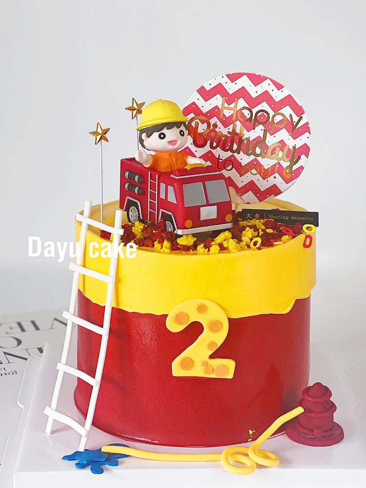 Firefighter-Themed Cake Toppers for Kids' Birthday Parties