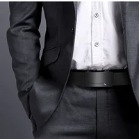 Мужские кожаные ремни, модные мужские ремни из коровьей кожи с автоматической пряжкой, роскошный дизайнерский черный ремень 105-160 см, джинсовый ремень больших размеров — изображение 4