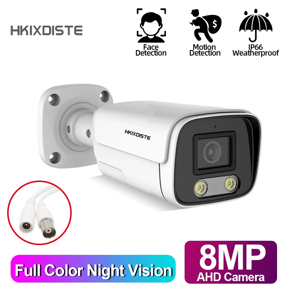 4K 8MP CCTV Camera Smart Infrared AHD Home Camara Outdoor Weatherproof Full Color Night Wired Bullet Security Surveillance Cam