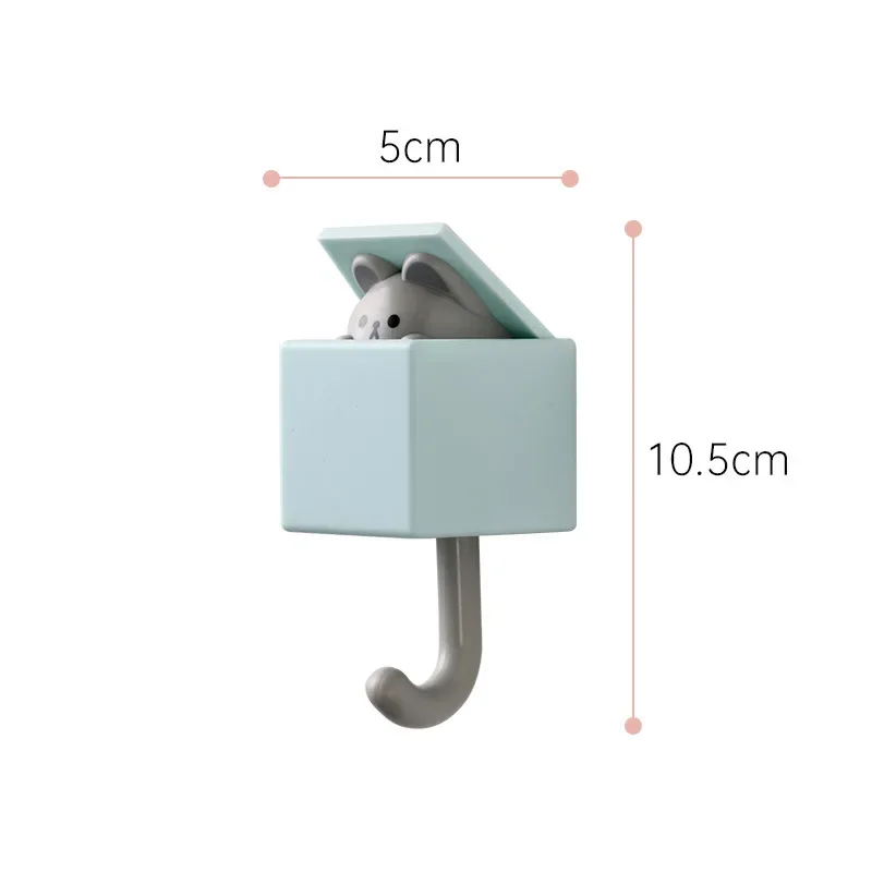 Cartoon Cute Cat Hooks Non-marking Strong Adhesive Hooks No-hole Hanging Clothes Hook Behind The Door Wall Hooks Key Hanger 6