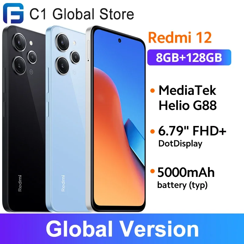 Versione Globale Xiaomi Redmi 12 18W Ricarica Mtk Helio G88 5000Mah Batteria 50Mp Ai Tripla Fotocamera Ip53 90Hz Display