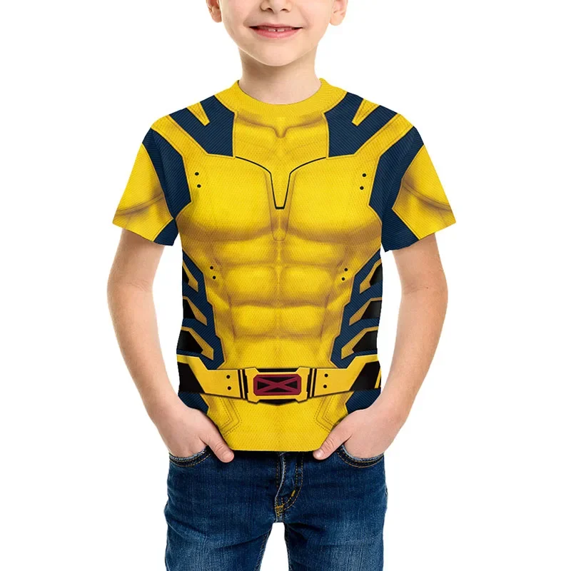 Kids Deadpool Wolverine Cosplay Children T Shirt Superhero James Howlet Shirt Deadpool Boys Halloween Party Summer Tops superhero cosplay costume kids cosplay costume