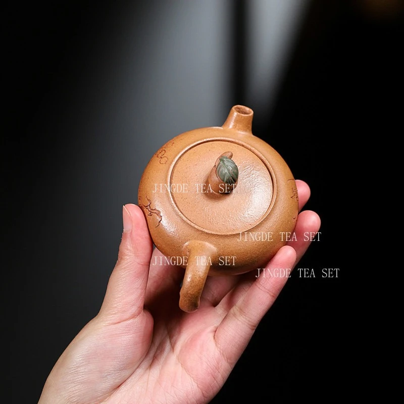 90ml Yixing Small Capacity Purple Clay Teapot Small Loquat Pot Cap Push Ball Hole Teapot Household Chinese Style Tea Pot