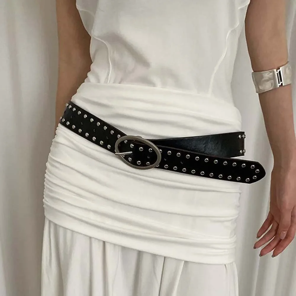 Hosen Dekoration Einstellbare Nieten Taille Gürtel Punk Retro Y2K Breiten Gürtel Amerikanischen Stil Jeans Dekor PU Leder Bündchen Geschenk – Detail 5