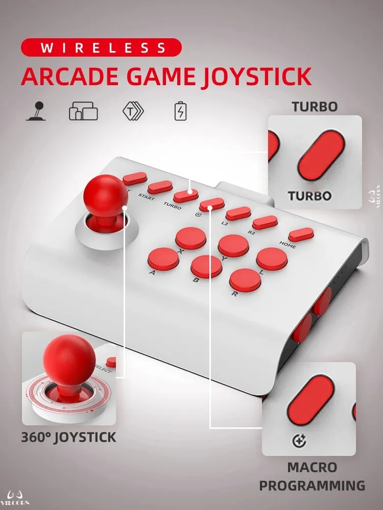 PC/안드로이드/iOS/스위치/PS3/PS4용 아케이드 조이스틱 무선 게임 컨트롤러, 스트리트 파이터/마메용 파이팅 스틱