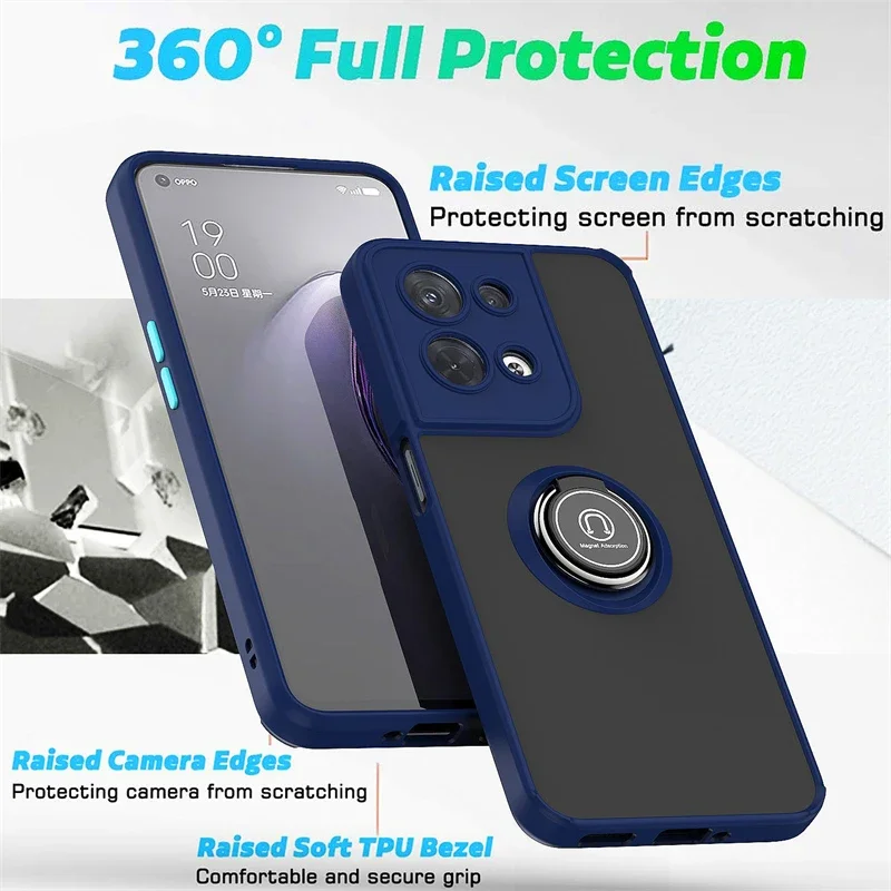 Matte Magnetic Car Ring Stand Phone Case with Back Cover