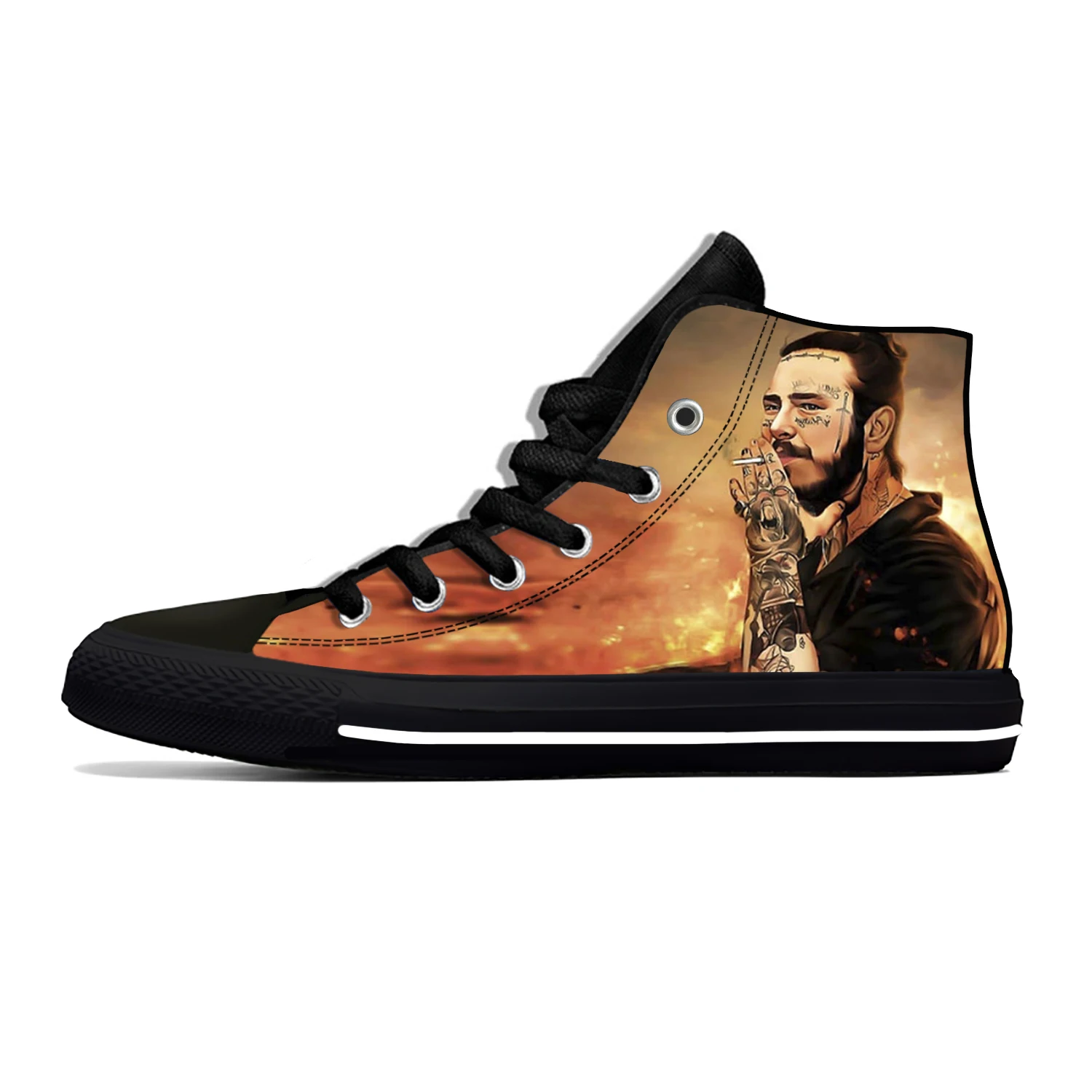 

Singer Post Malone High Top Sneakers Mens Womens Teenager Casual Shoes Canvas Running Shoes 3D Print Breathable Lightweight shoe