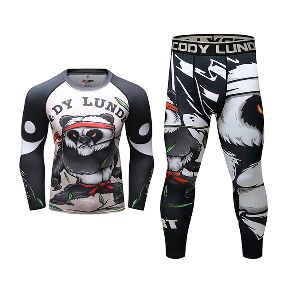 Boxing MMA T-shirt+Muay Thai Shorts Sets Bjj Rashguard For Men Mma Shorts Kickboxing jiu jitsu T-shirts Compression Sportsuit