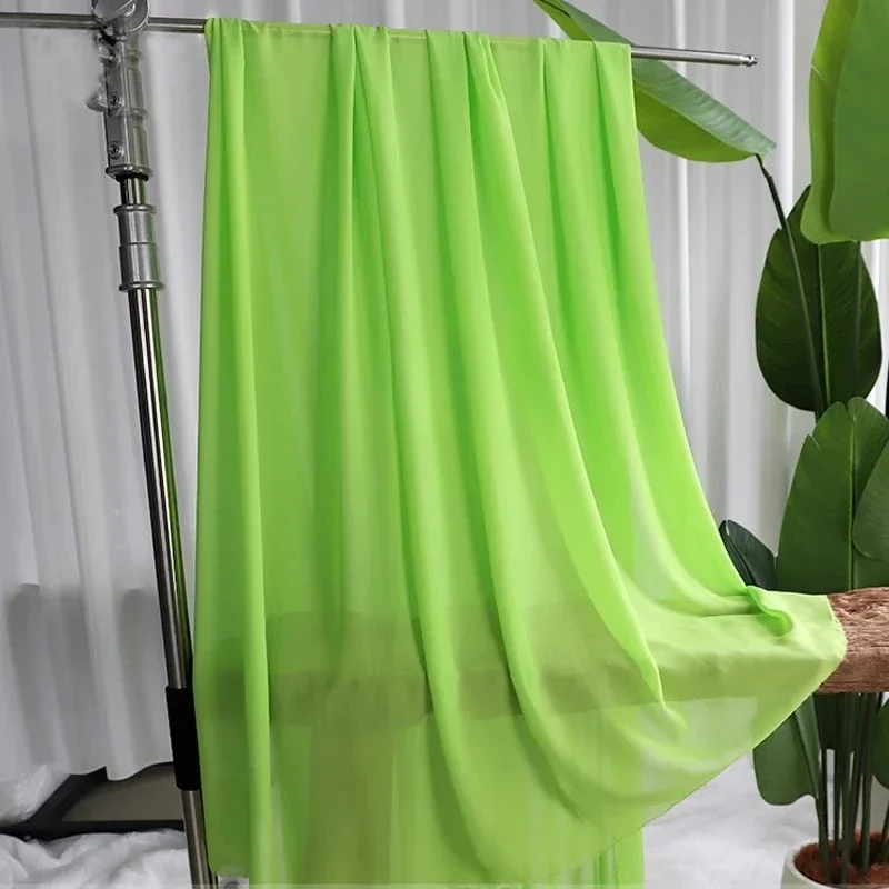 Elegant Avocado Green Semi-Transparent Chiffon Veil & Decorative Curtain Fabric