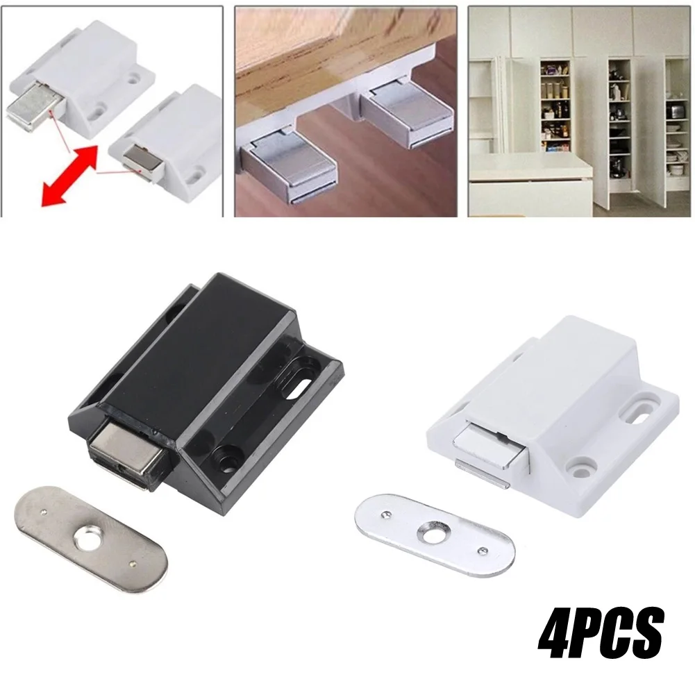 Single Magnetic Pressure Push To Open Touch Latch Cabinet Doors Rebound Single Touch Magnet With Round Iron Sheet 4Pcs cabinet magnetic catch