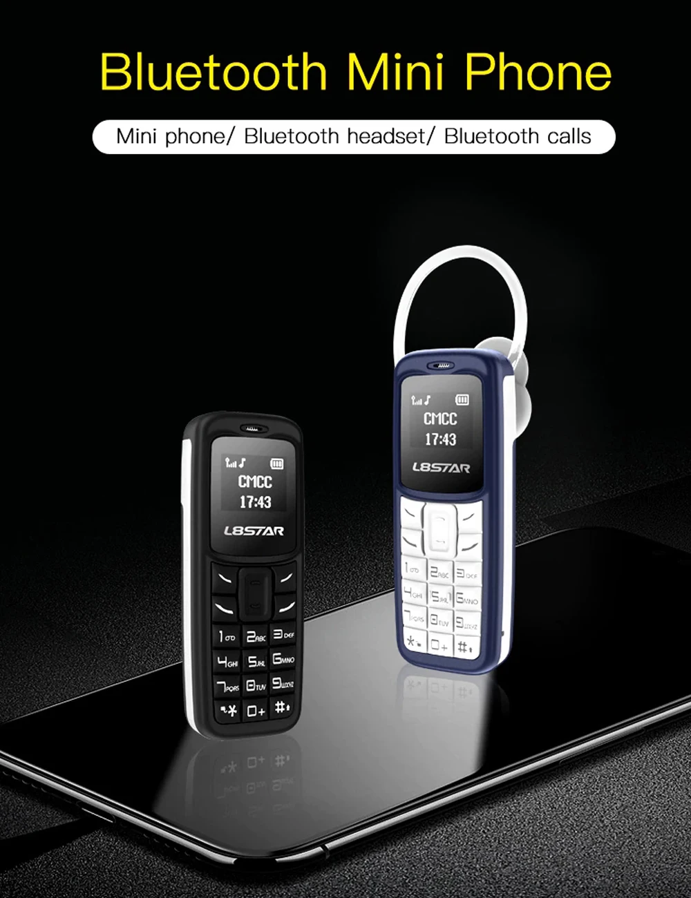 

Wholesale BM30 Mini Bluetooth Handset Phone Hanging Ear Type Bluetooth Call Phone Headset L8Star BM30 0.66 Inch Oled Screen