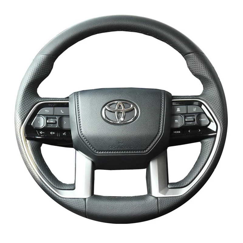 

Car Accessories Hand-Stitched Car Steering Wheel Cover Anti-Slip Leather Wrap For Toyota Tundra 2023 Interior Protective Cover