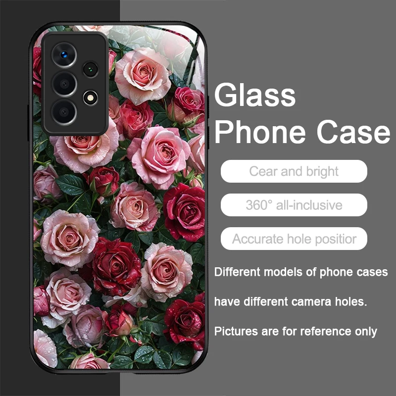 Floral Luxury Fresh Flower Pattern Glass Phone Case