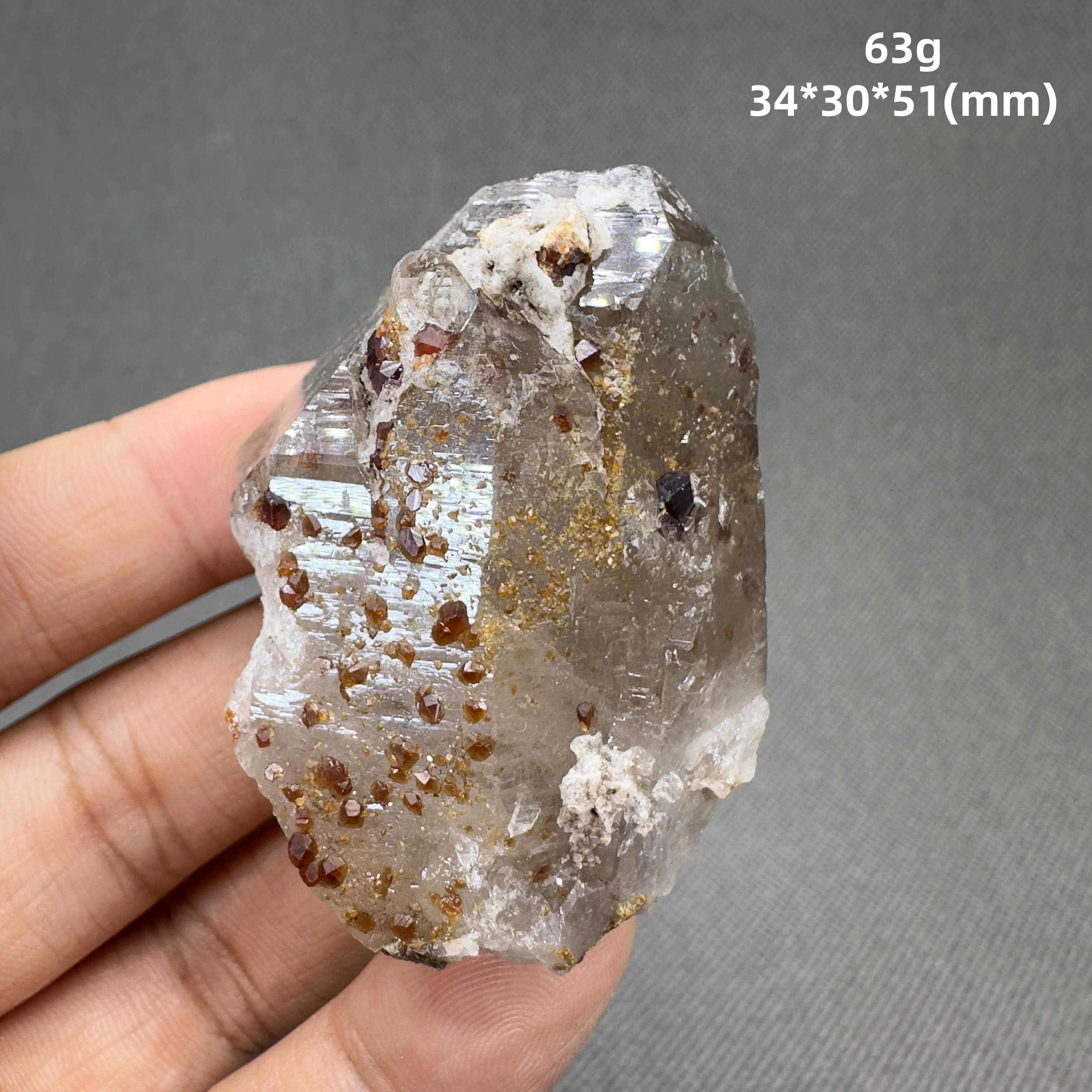 Natural florescent Hyalite and garnet symbiosis mineral specimen + healing quartz crystals and stones rock gemstone 6