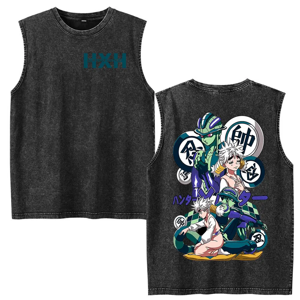 Vintage Washed Kurapika Graphic Sleeveless Tank Top