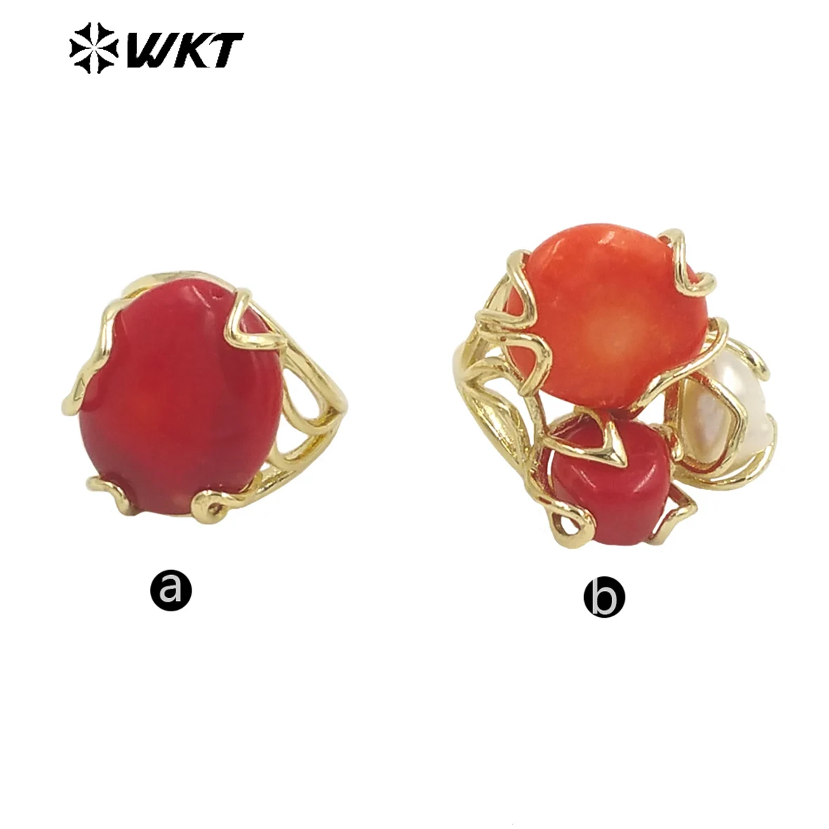 WT-MPR055 WKT 2025 High-Grade New Style Coral & Pearl Ring