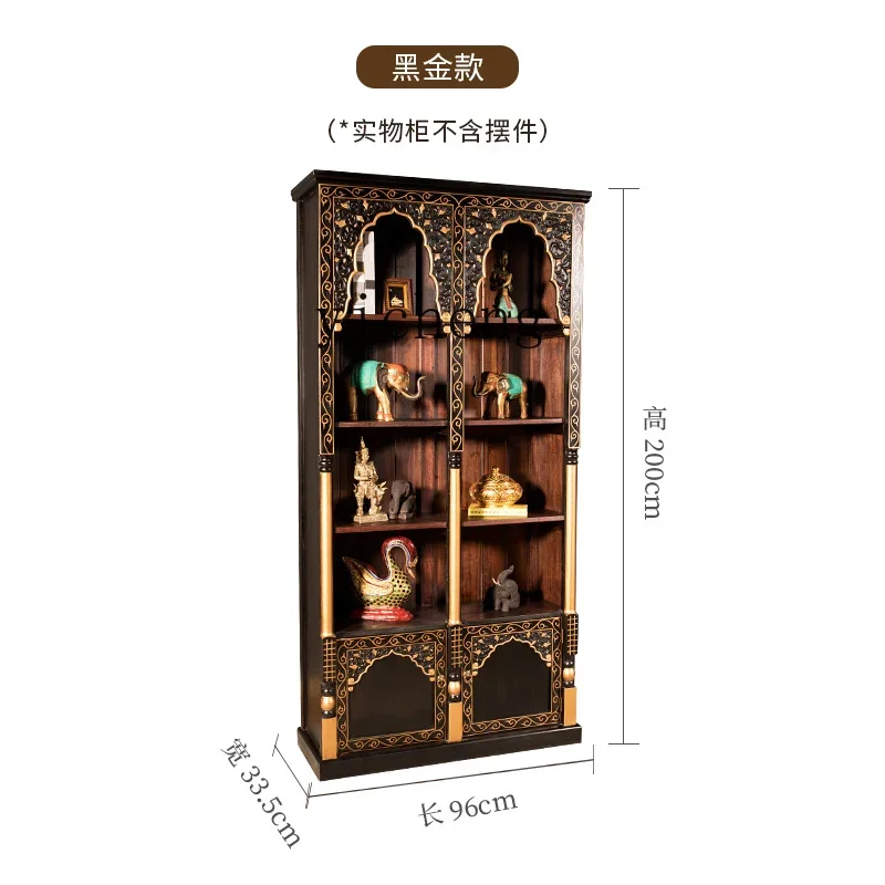 

YY Furniture Solid Wood Antique Shelf Tea Cabinet Rack Thai Zen Living Room Partition Display Stand