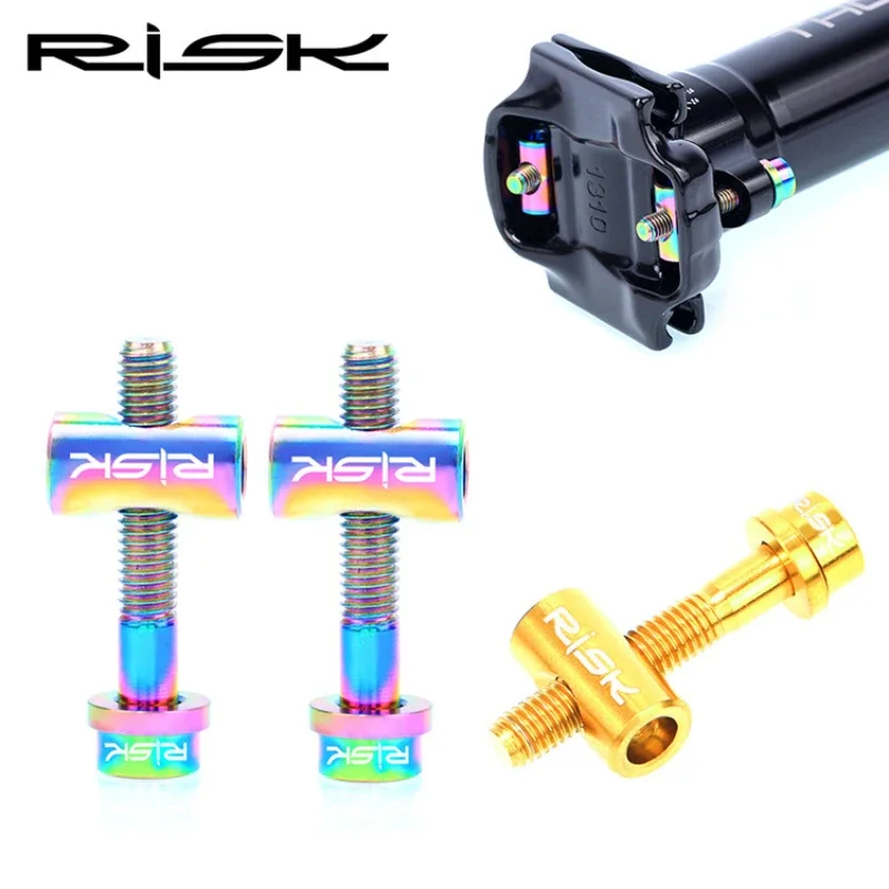 

RISK Seat Rod Titanium Alloy Screw Seatpost Fixing Screw M5x30/40mm 2Pcs Bike Seat Post Fixed Bolts TC4 Titanium