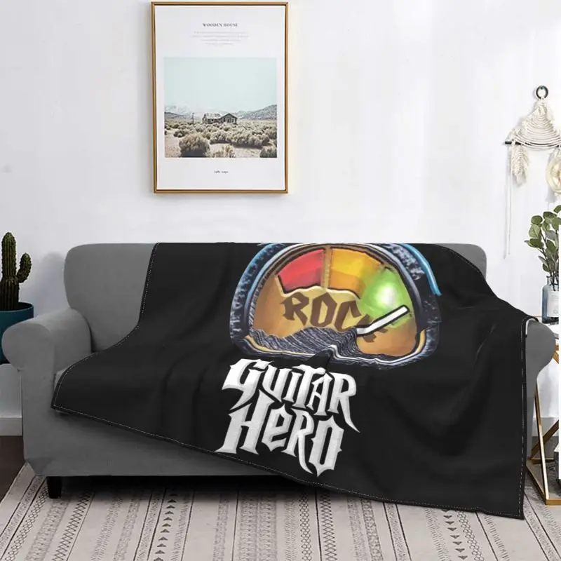 Vintage Guitar Hero Blanket Soft For Bed Anti-Pilling Faux Fur Mink Mechanical Wash
