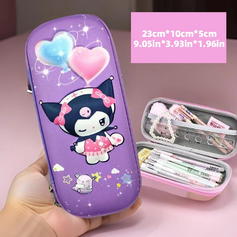 مقلمة Cinnamoroll & Kuromi، مادة PU متينة، صندوق ق...