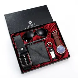 Men's Gift Set Beautifully Wrapped Watch + Belt Wallet Creative Simple Combination Set-6pcs/set