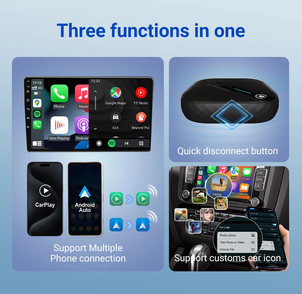 Verdrahtet an drahtlosen Adapter Android Auto Carplay Apple Auto Spiel zubehör iPhone Android Phone Ai Box 5,0 – Detail 13