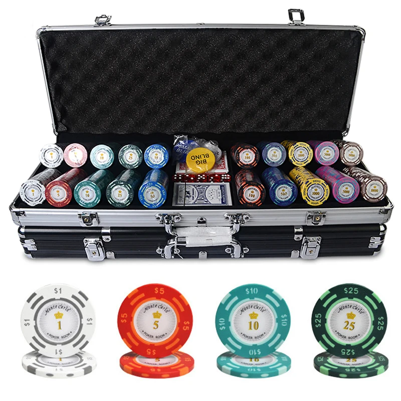 

Dollar Design Custom Various Colors With Aluminum Suitcase Casino Clay Poker Chips Set