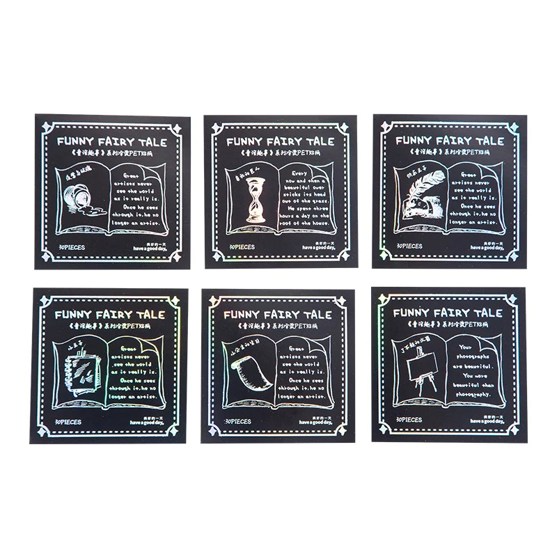 

30Sheet Fairy Tale Stickers Great literary School Cold PET Handbook Material Office Supplies Scrapbooking 104*127MM