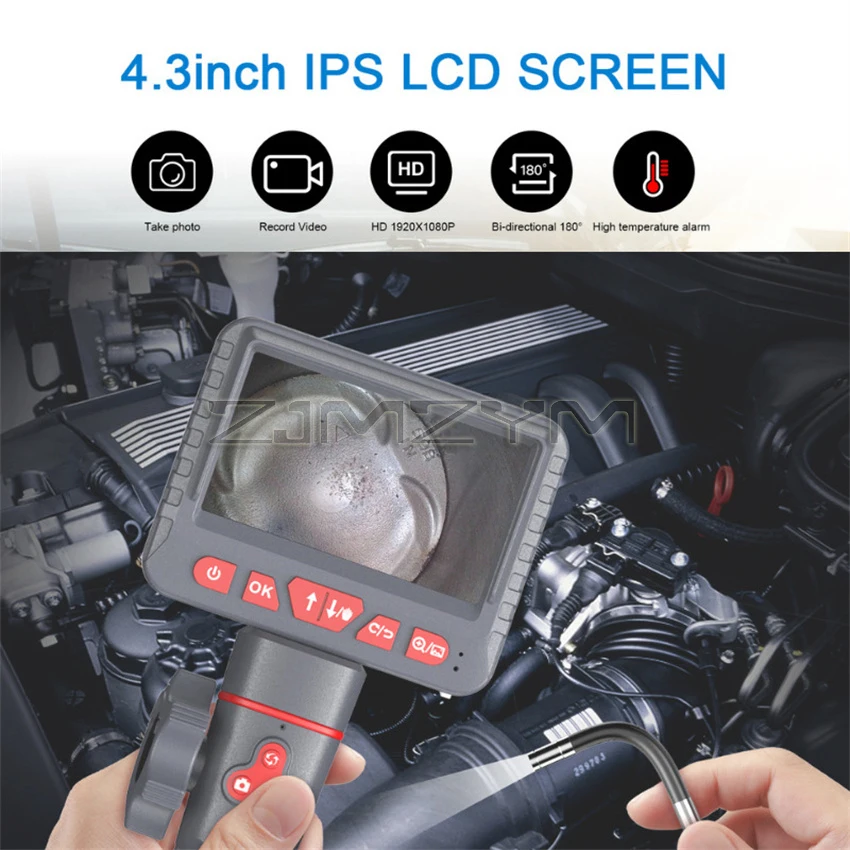 6mm 1m 2m 관절 검사 카메라 2 웨이 180 학위 스티어링 산업용 내시경 5 스크린 6 LED 도구 케이스 포함